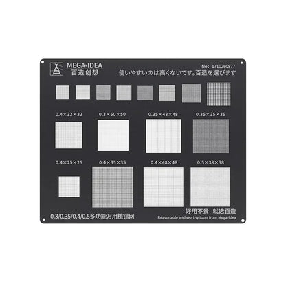 QIANLI MEGA-IDEA Black BGA Reballing Stencil Multifunction Universal Net for iPhone 6-16 Pro Max Planting Tin Steel Mesh tools