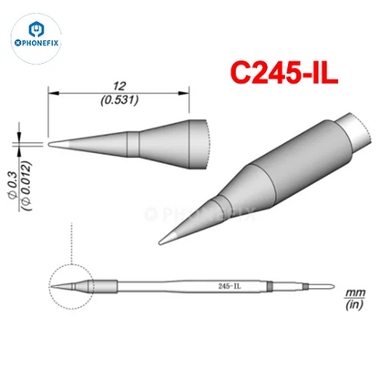 Puntas Cautín Soldador PHONEFIX Serie C245/C470 para Estación JBC / Mango Universal T245/T470 (Reparación PCB/IC)
