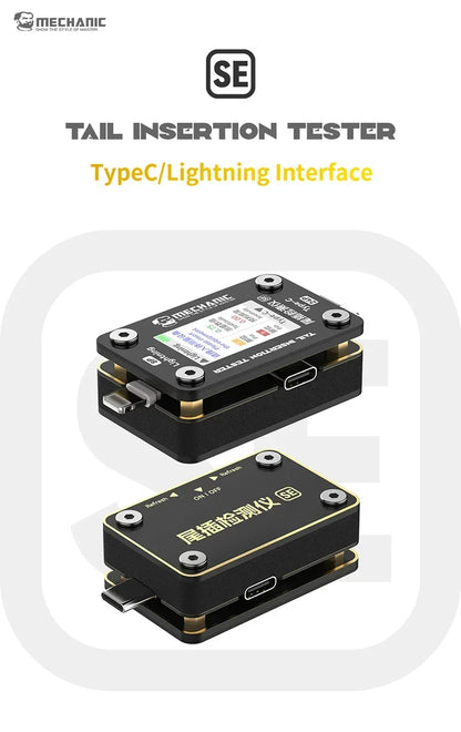 Tester Inserción Trasera Mechanic T-824 / T824-SE - Detector Interfaz Tipo-C/Lightning para Reparación Móvil