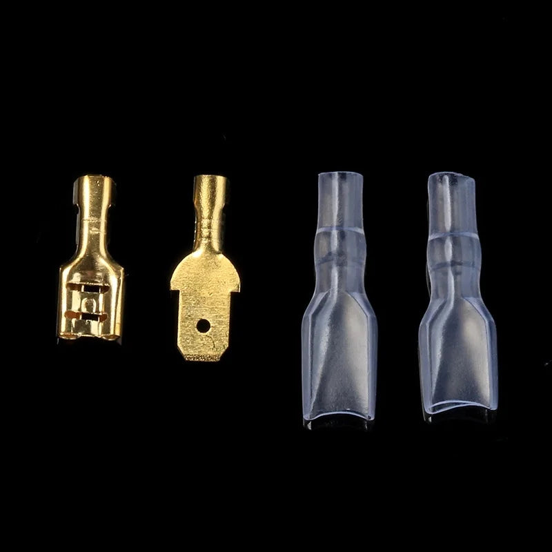 Set Terminales Conector Cable Hembra/Macho Spade Crimp (2.8/4.8/6.3mm) con Mangas Aislantes Transparentes (200 Piezas)