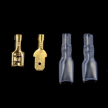 Set Terminales Conector Cable Hembra/Macho Spade Crimp (2.8/4.8/6.3mm) con Mangas Aislantes Transparentes (200 Piezas)