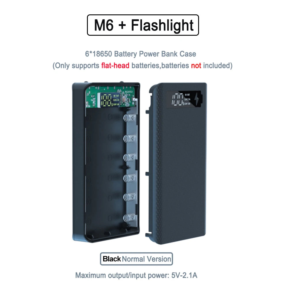 Caja Power Bank DIY Desmontable QC 3.0 (6x18650) Doble USB + PD (Soporte Batería 18650)