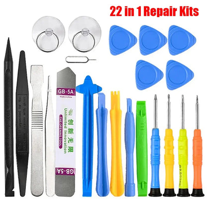 Kit Herramientas Reparación Desmontaje Teléfono Móvil 22 en 1 para iPhone (Set Destornilladores Multifunción Antideslizante)