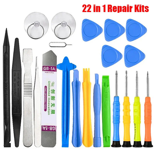 Kit Herramientas Reparación Desmontaje Teléfono Móvil 22 en 1 para iPhone (Set Destornilladores Multifunción Antideslizante)