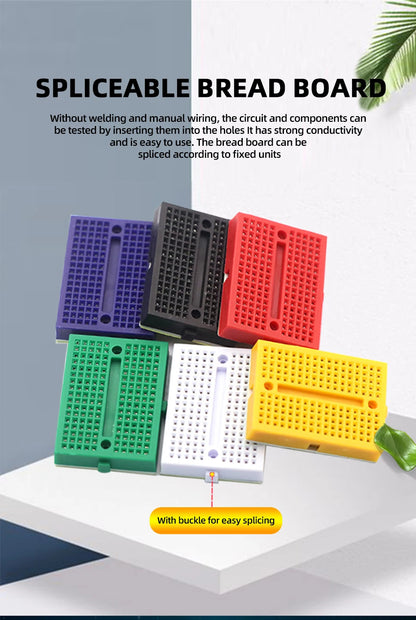 2PCS SYB-170 Mini Solderless Prototype Experiment Test Small Breadboard Kit With 170 Tie Points Plus Adhesive Back 35*46*8mm