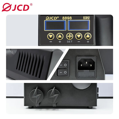 Estación de Soldadura 2 en 1 (Cautín + Pistola Aire Caliente) 750W para Reparación BGA/SMD (Modelo JCD 8898)