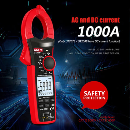 Pinza Amperimétrica Digital UNI-T UT207B/UT208B True RMS AC/DC 1000A 1000V LPF 6000 Cuentas