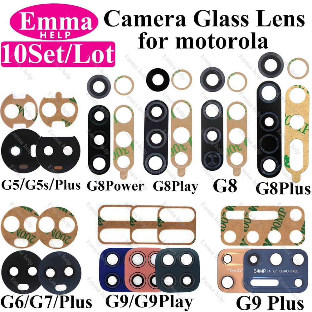 10set A+ Back Camera Glass Lens for Motorola Moto G9 G8 G7 G6 G5 Plus Play Power Rear Camera Lens