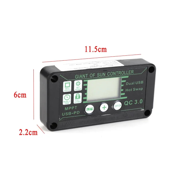 Controlador Carga Solar MPPT 10A-100A 12V/24V Max PV 50V Regulador Panel Dual USB Auto Display