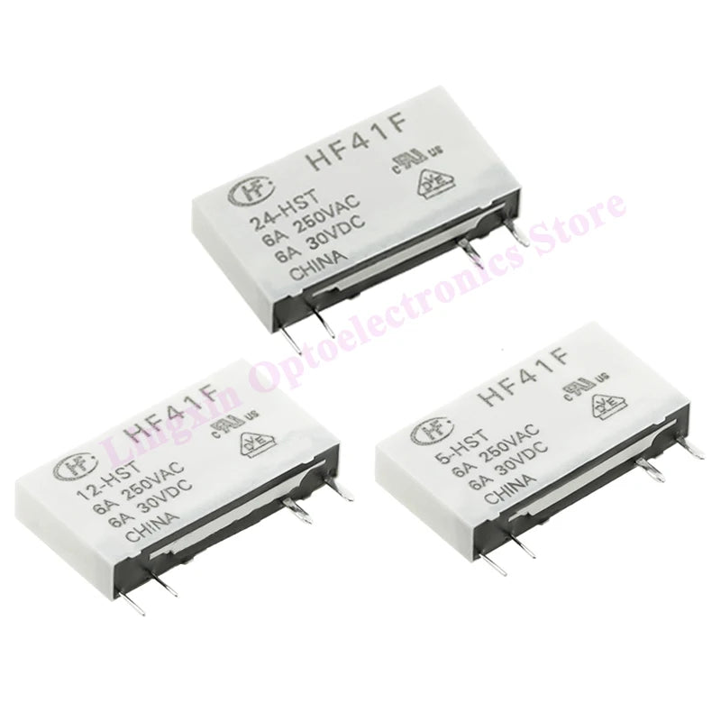 Relé Potencia HF41F-ZS/ZST/HS/HST 5-Pin 6A - Voltajes (5V/12V/24V DC) - Lote 5 Piezas
