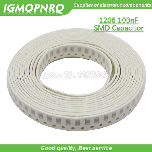 Capacitor Cerámico SMD 1206 (100nF 0.1uF 104, 50V, X7R 10%) - Pack 100 Unidades