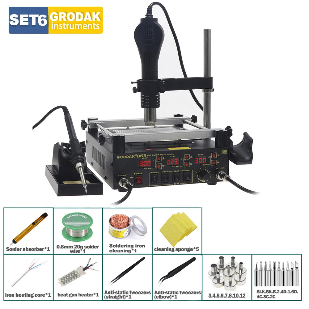 100% Original GORDAK 863 3 in 1 Welding Station Hot Air Rework Station Preheating Station For Soldering&Soldering Iron Electric