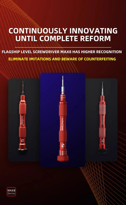 Destornillador Precisión Antideslizante MECHANIC MAX8 (Puntas 0.8 Torx / 0.6 Y / 1.2 Phillips / 1.5 Phillips / 2.5 Phillips / T2) para Reparación Móvil/Cámara