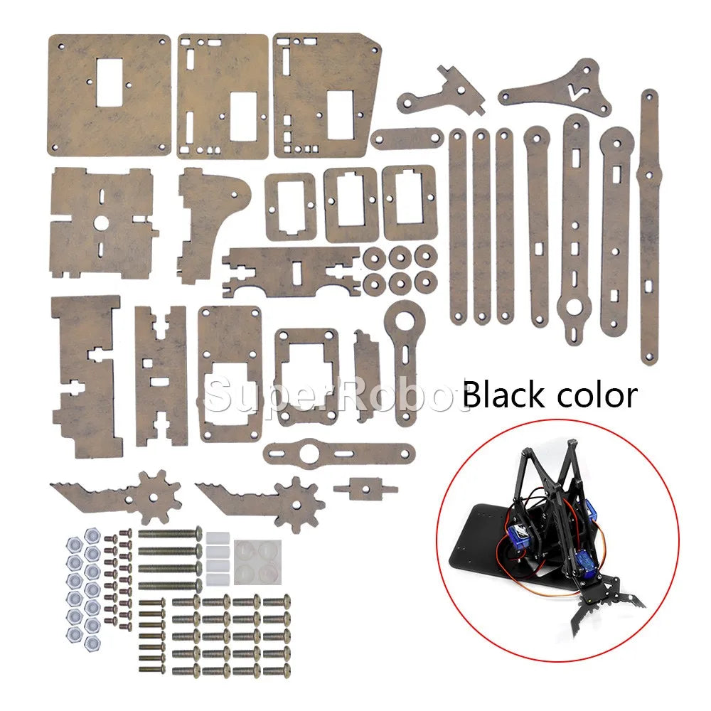 Kit Garra Brazo Robot Manipulador Mecánico Acrílico 4-DOF (Desarmado, para SG90/MG90S) Arduino STEAM