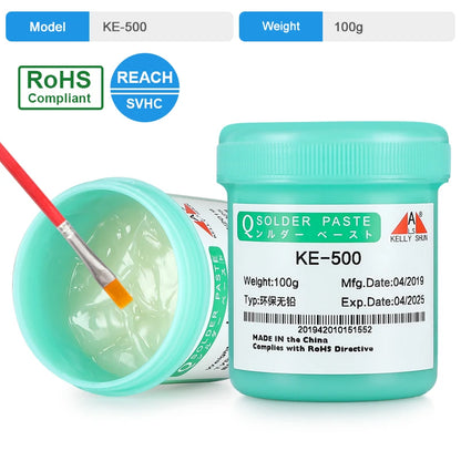Flux Pasta de Soldar BGA Sin Plomo KELLYSHUN (No-Clean, Rosin) para Reparación Móvil SMD (100g)