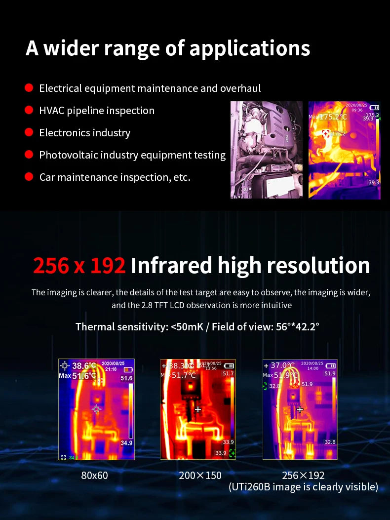 Cámara Termográfica UNI-T (UTi120S/UTi160S/UTi260B) - Termógrafo Infrarrojo Mantenimiento Eléctrico/PCB