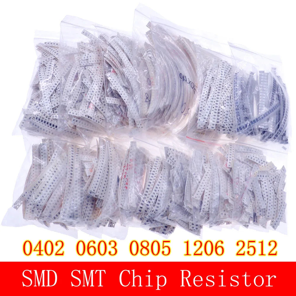 Kit Surtido Resistencias Fijas Chip SMD (0402 a 2512) - Rango 0Ω a 10MΩ