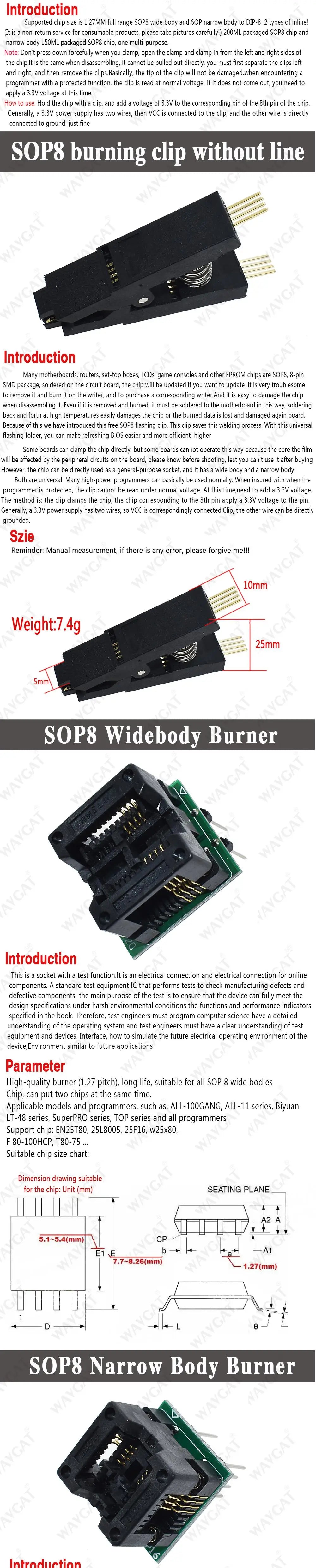 Kit Programador USB XTW100 (CH341B) 24/25 Series EEPROM Flash BIOS + Clip Test SOIC8/SOP8