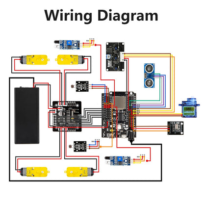 Kit Auto Robot Inteligente KUONGSHUN 4WD WiFi Multifunción ESP32 para Arduino