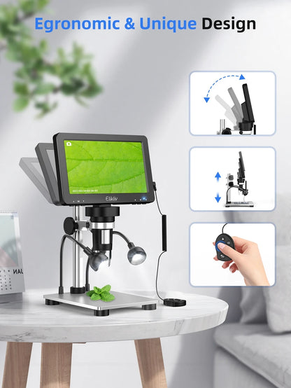Elikliv DM9 7 Inch 50X-1200X Digital Microscope Adjustable HD LCD Video Microscops Camera For PCB Electronics Soldering Tool