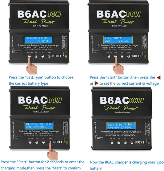 iMAX B6AC 80W 6A Lipo Battery Balance Charger LCD Display Discharger For RC Model Li-ion LiFe Nimh Nicd PB Lipo Battery Charging