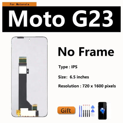 6.5" OEM LCD For Motorola Moto G13 G23 G53 G73 E13 XT2335-2 Display Touch Screen Digitizer Replacement With Frame