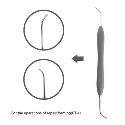 Set Relleno Resina Dental Doble Punta Acero Inoxidable (Espátula Relleno Composite, Mango Silicona)