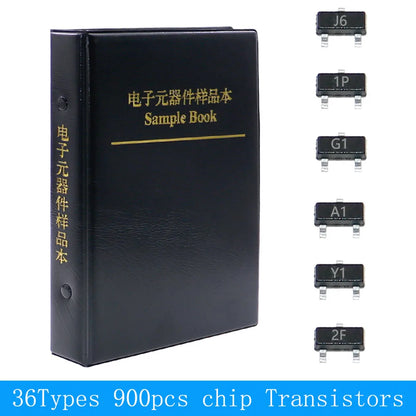 Kit Surtido Transistores/Componentes SMD (36 Valores Comunes) Libro Muestras (Total 900 Piezas)