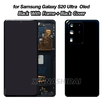 OLED para Samsung Galaxy S20 pantalla LCD de tamaño Ultra grande marco de pantalla táctil cubierta de batería conjunto de digitalizador de carcasa