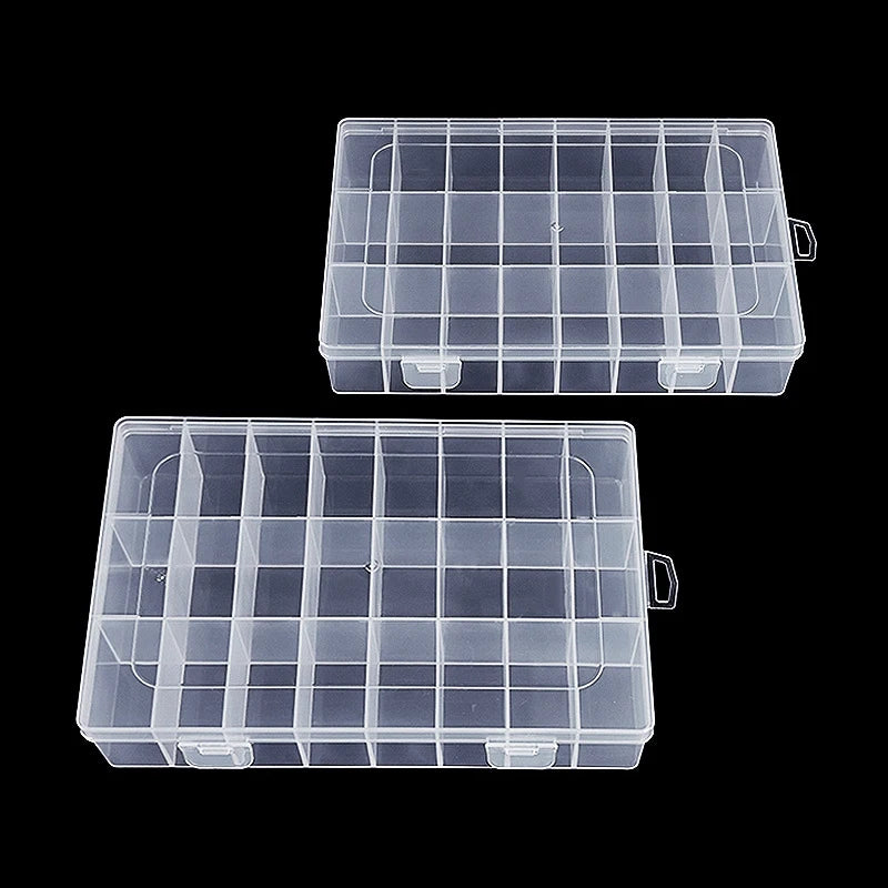 Caja Almacenamiento Transparente 24 Rejillas para Hardware/Botones/Pesca/Joyería/Accesorios/Papelería