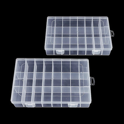 Caja Almacenamiento Transparente 24 Rejillas para Hardware/Botones/Pesca/Joyería/Accesorios/Papelería