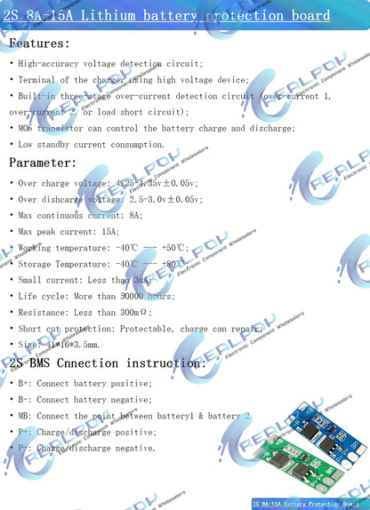 2S 2A 3A 4A 5A 8A 10A 13A 20A 7.4V 8.4V Li-ion 18650 Lithium battery protection board / BMS board Standard / Balance