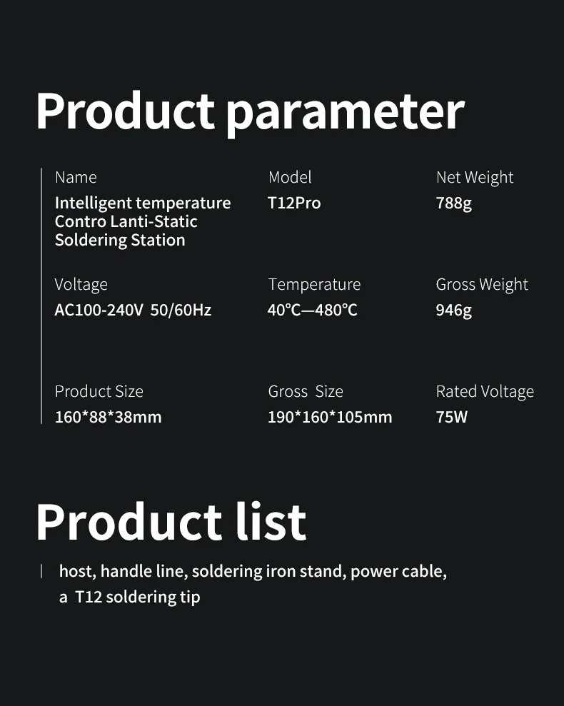 MECHANIC T12 Pro Soldering Station - Intelligent LED Digital Display Anti-Static Thermostat Heating Repair Welding Tool