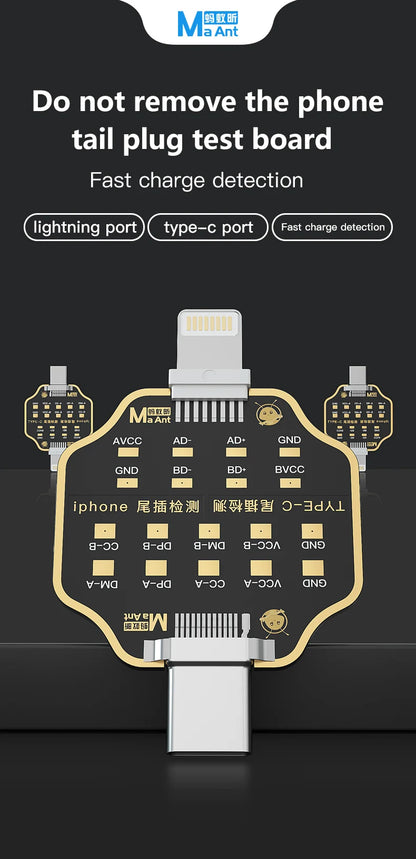 Placa PCB Test Micro USB / Tipo-C - Tester Flex Carga Dock para iPhone (U2) / Android