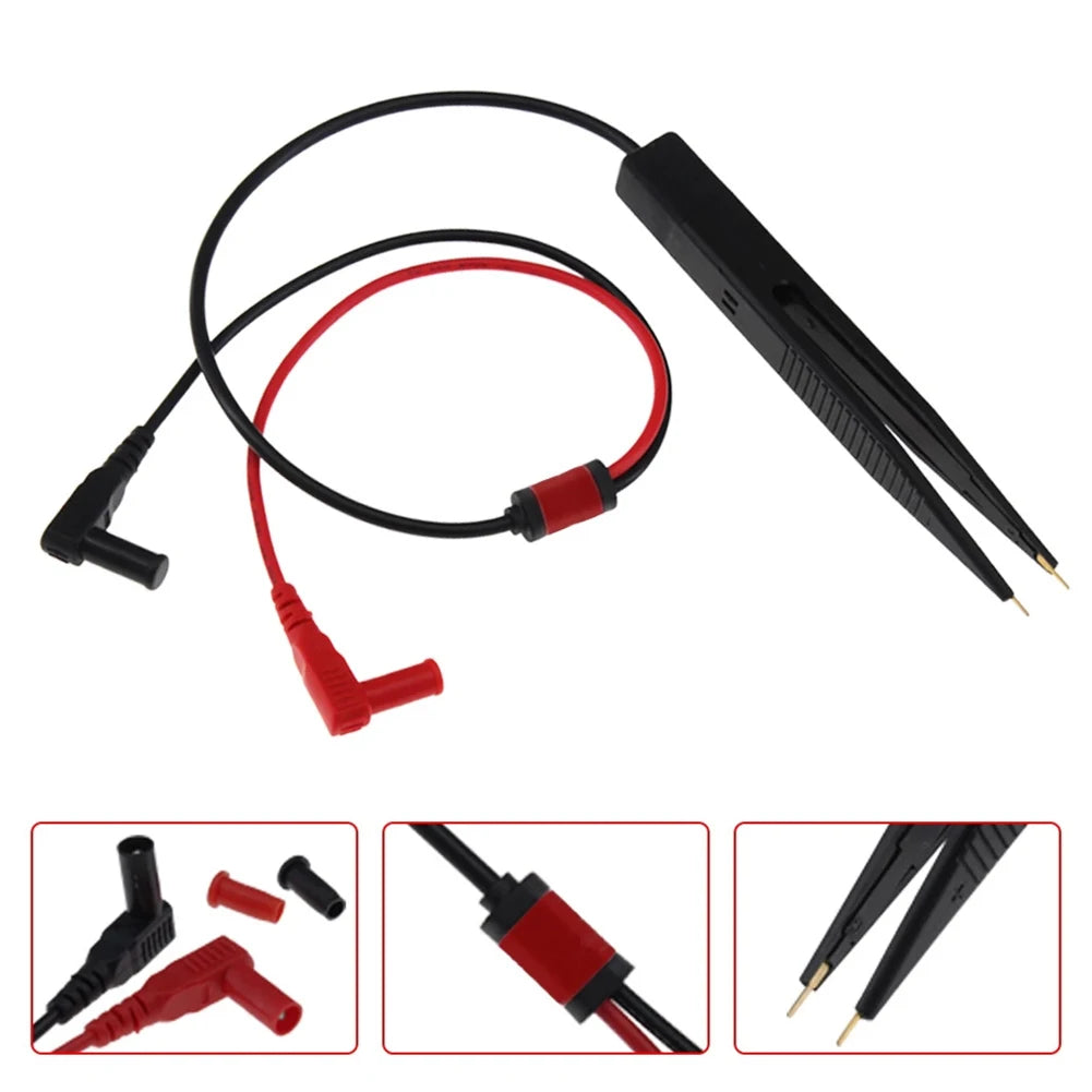 Pinza de Prueba Tipo Tweezers para Componentes SMD (Resistencias, Capacitores, Inductores) - Sonda Multímetro