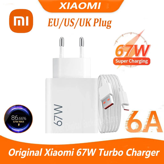 Cargador Xiaomi Original 67W Carga Rápida GaN USB-C PD (EU/US/UK) + Cable USB-C