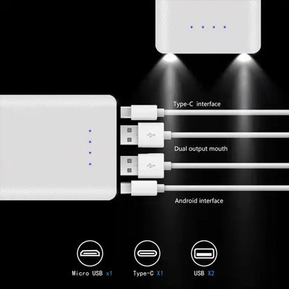 Caja Power Bank Shell DIY 5V (Doble USB/Micro USB/Tipo C) Soporte Baterías 18650 (Carcasa Desmontable, Sin Batería)
