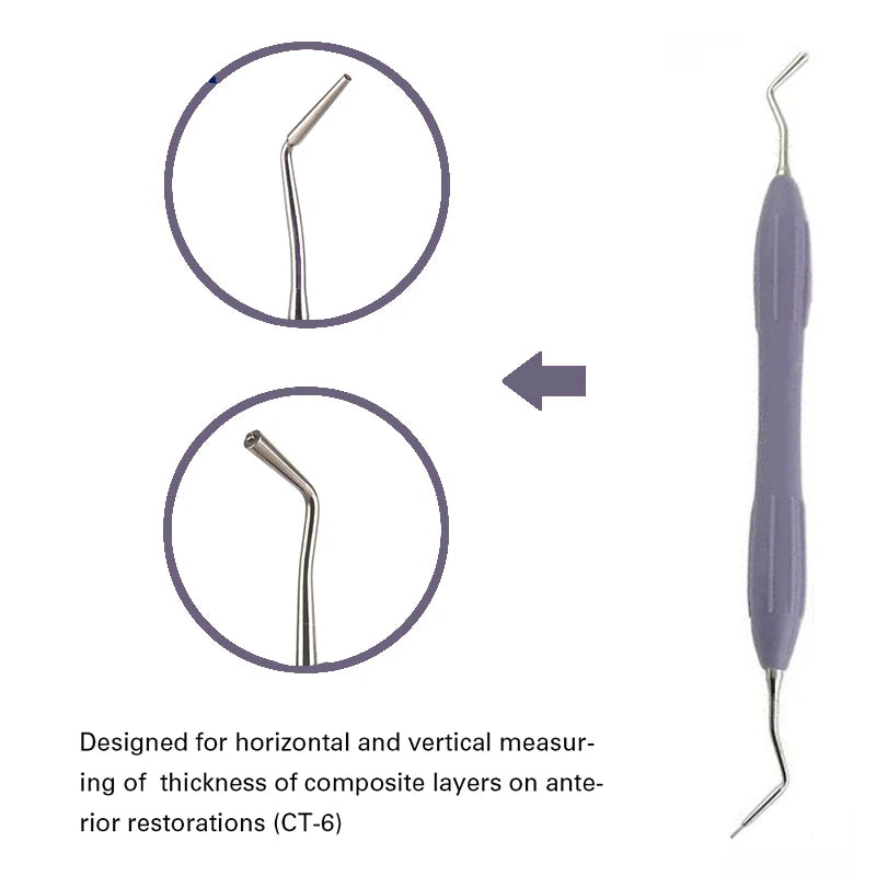 Set Relleno Resina Dental Doble Punta Acero Inoxidable (Espátula Relleno Composite, Mango Silicona)