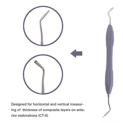 Set Relleno Resina Dental Doble Punta Acero Inoxidable (Espátula Relleno Composite, Mango Silicona)