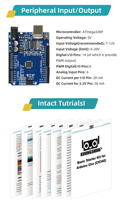 Kit Inicio KUONGSHUN con Caja Retail para Programación Educacional Niños compatible Arduino UNO R3