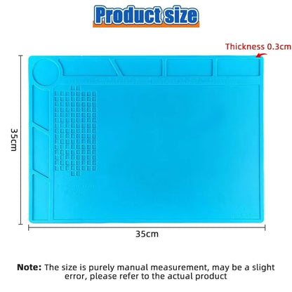Alfombrilla Silicona ESD Aislante Térmica Resistente Calor para Soldadura Reparación Computadora/Teléfono (Kit Mantenimiento)