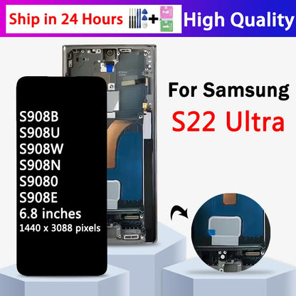 Pantalla Super AMOLED con Marco y Digitalizador Táctil para Samsung Galaxy S22 Ultra 5G (S908B/DS/N/U/E)