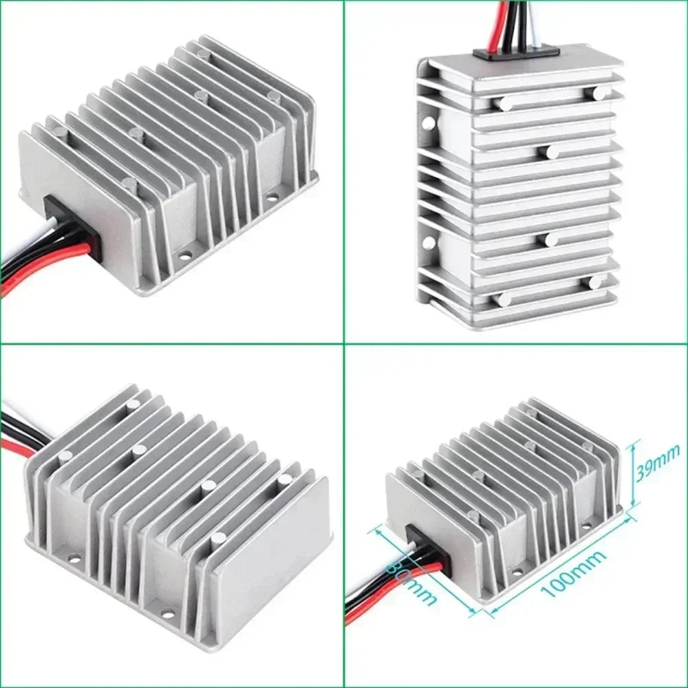 Reductor Voltaje DC-DC 36V/48V a 12V 10A/20A/30A Step-Down Buck Impermeable con Fusible (CE/RoHS) para Golf Cart