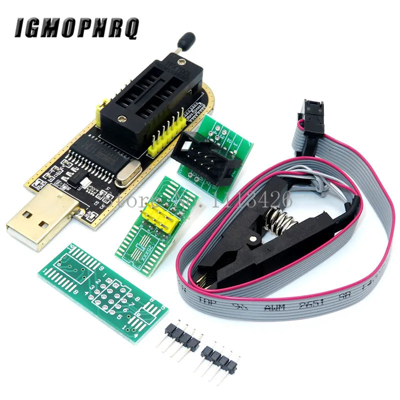 Kit Programador USB CH341A 24/25 Series EEPROM Flash BIOS + Clip Test SOIC8/SOP8 (Variante CH)