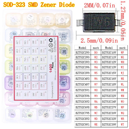 Kit Surtido Diodos (Rectificador/Zener/Schottky Rápido/Switching) DIP/SMD (1N4148, 1N4007, 1N5819, FR107, etc.)