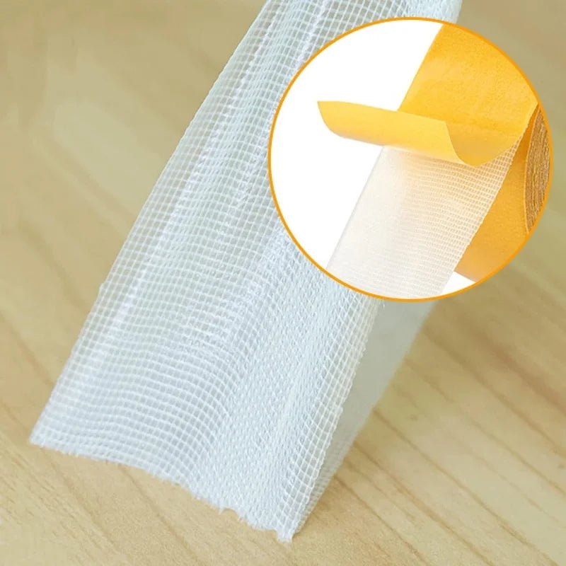 Cinta Adhesiva Doble Cara Transparente Fibra Rejilla Alta Viscosidad (Rollo 5 Metros)