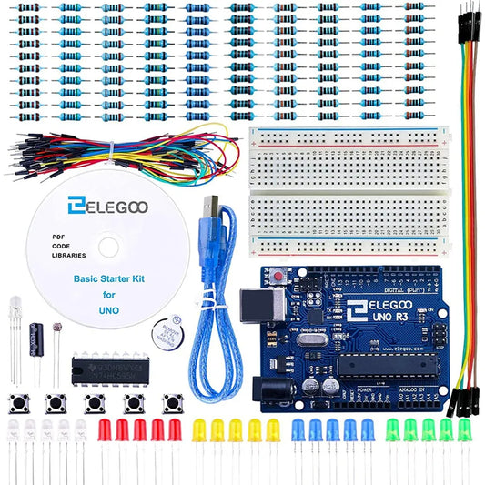 Kit Inicio Básico ELEGOO UNO Project con Tutorial y Placa UNO R3 compatible Arduino IDE (Kit Electrónico DIY)