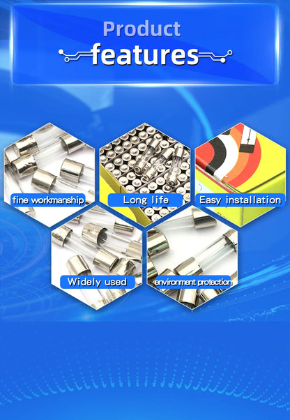 100Pcs Set 5x20mm Quick Blow Glass Tube Fuse Assorted ,Fast-blow Glass Fuses