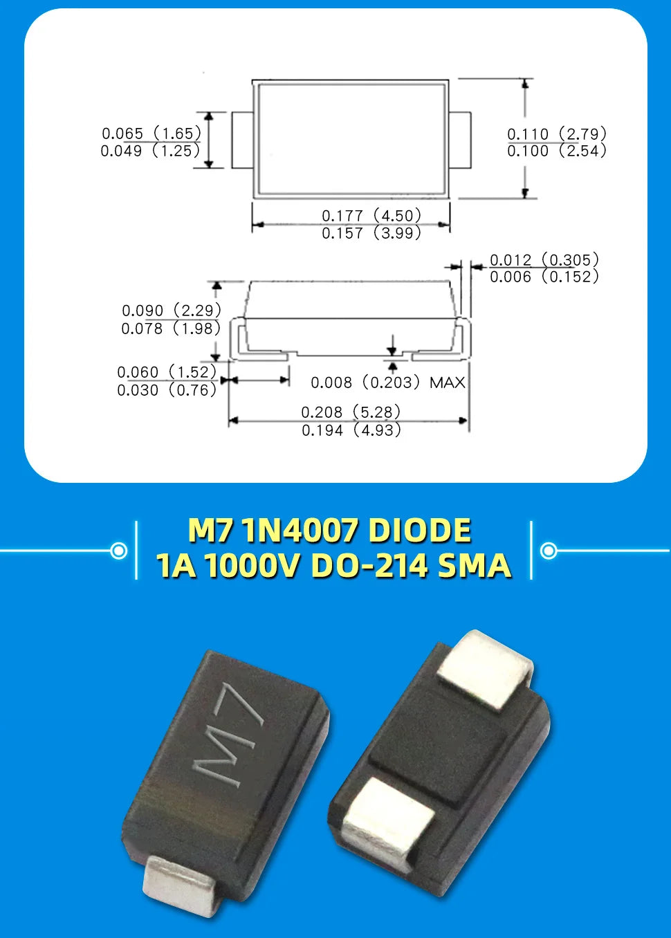 Kit Surtido Diodos SMD Rectificadores (M1, M4, M7) y Schottky - 100 Piezas