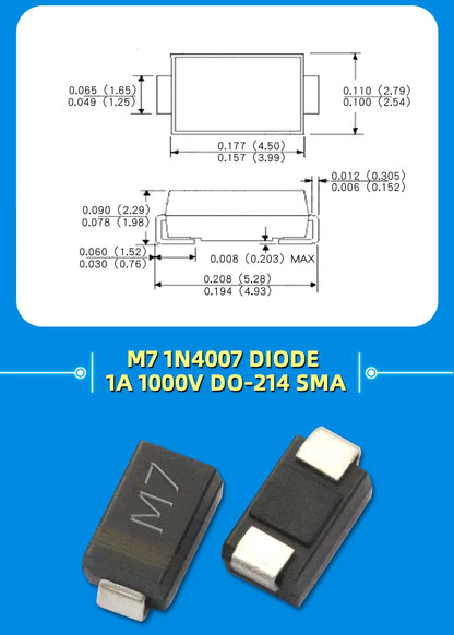 Kit Surtido Diodos SMD Rectificadores (M1, M4, M7) y Schottky - 100 Piezas